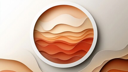 Dynamic abstract paper cut layers with 3D circle frame, earthy gradient
