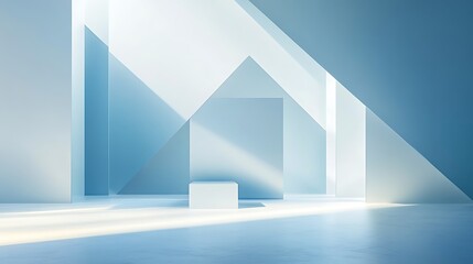 Obraz premium Abstract geometric shapes with soft blue tones in contemporary minimalist style image