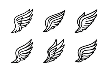 Obraz premium Wings Vector Bundle Line Art.