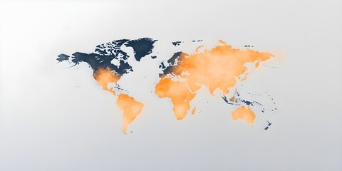 A world map with the continents of Africa, Europe, and Asia colored orange
