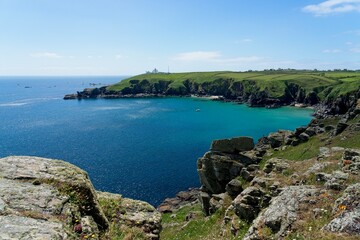 South West Coast path - a long distance walking trail in Devon and Cornwall in England - passing Lizard Peninsula