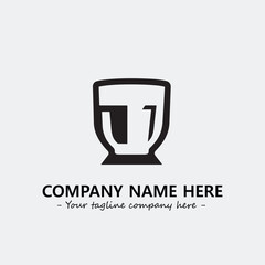 Cup illustration black and white for logo company vector image

