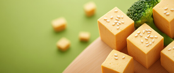 Creamy plant based recipes featuring cubes of cheese and fresh broccoli create delightful and nutritious meal option