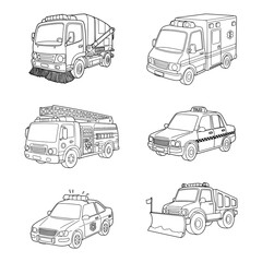 Special Cars. Police car, Ambulance, fire fighter truck, Taxi, Snowplow truck, Road Sweeper dust  © irawan