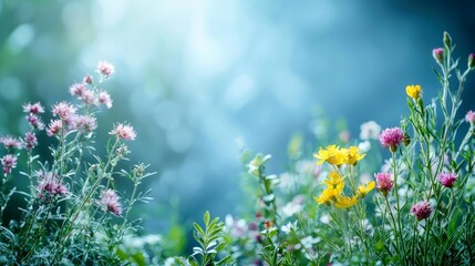 Fototapeta premium Stunning Wildflowers in a Vibrant Meadow: A Breathtaking Floral Scene of Nature's Beauty