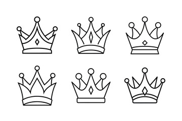 Crown Vector Bundle Line Art.
