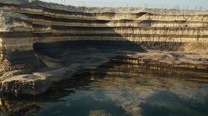 Industrial zone near waterway with dark sediment layers