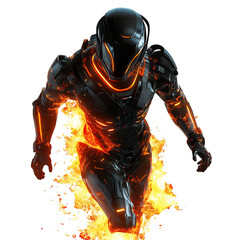 3D Running Flame Character Isolated on Transparent Background