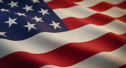 Fototapeta premium American flag waving in the wind against a vibrant background 