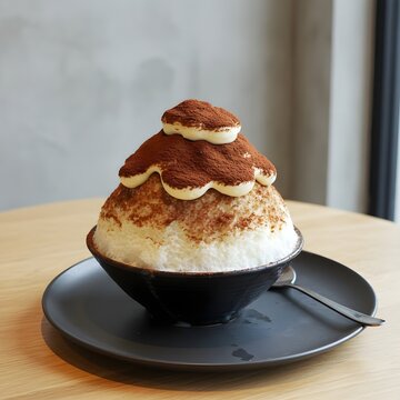 Tiramisu Shaved Ice Dessert - Tiramisu Bingsu
plating