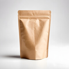 mock up paper food pouch isolated on white background. Generative ai