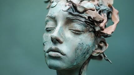 Serene Sculpture: A Tranquil Woman's Face