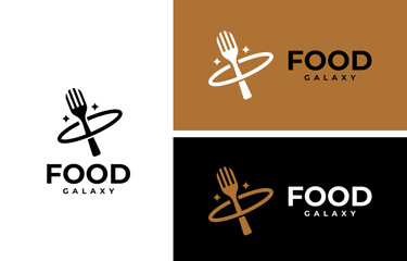 For galaxy planet restaurant logo design
