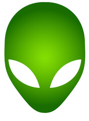 Green alien face with large eyes and smooth head, simple extraterrestrial, space, UFO, science fiction