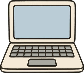 Cute Hand-Drawn Laptop Illustration on Transparent Background