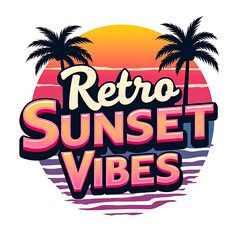 Obraz premium summer vacation poster RETRO SUNSET VIBES t-shirt design