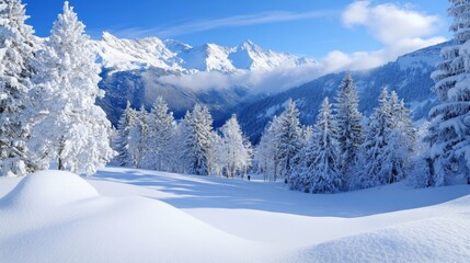Obraz premium The joy of skiing in the mountains on fresh powder snow