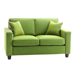 Fototapeta premium Green twin sleeper sofa couch isolated on transparent background 