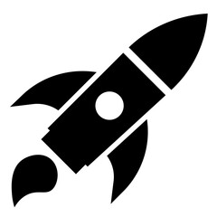 Outlined Rocket Launching Upward
