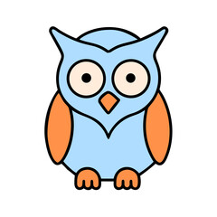 Fototapeta premium Cute Cartoon Owl vector Simple, Blue, Orange, Bird