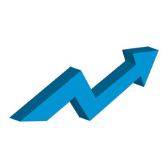 blue arrow up, PNG Up arrow 3d icon illustration business concept isolated transparent background.
