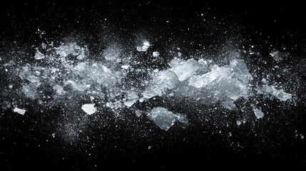 Shattered Ice on Black Background.