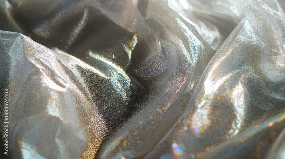 Poster abstract metallic fabric with iridescence creating a luminous textile art