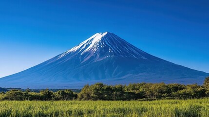 Fototapeta premium The mountain stands tall against the clear blue sky