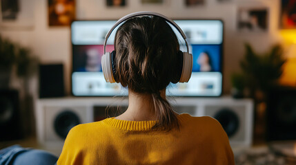 An AI powered music streaming app, suggesting personalized playlists and discovering new artists based on listening habits, Music tech style