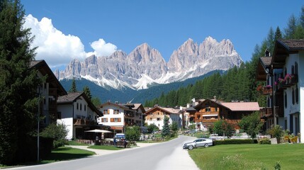Fototapeta premium The sharp peaks of the Dolomites mountain create a dramatic view
