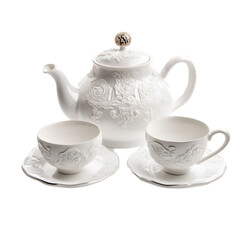 French Angel Relief Craft Tea Pot and Cup Set European Palace Classical Coffee Cup with Tray Afternoon Tea Tea Set Home Decor
