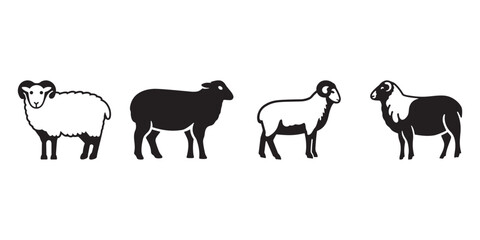 Sheep Animal Silhouette Vector Set