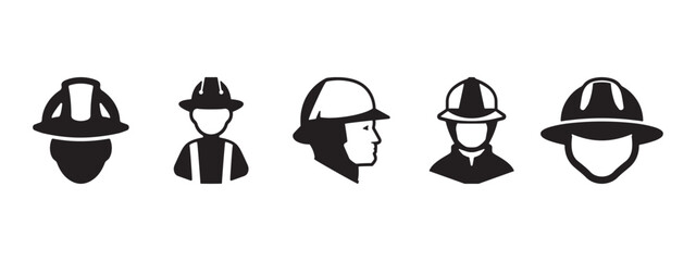 Fireman Head Silhouette Vector Set