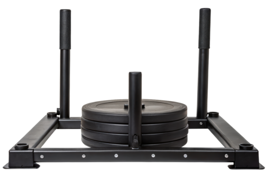 Weighted sled for strength training workouts isolated with transparent background