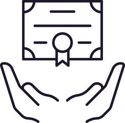 Document above Open Hands Isolated Sign for Web Sites, Books, Cards, Apps