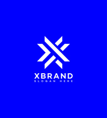 Modern X Letter Logo Design, Abstract, Geometric, Blue, White