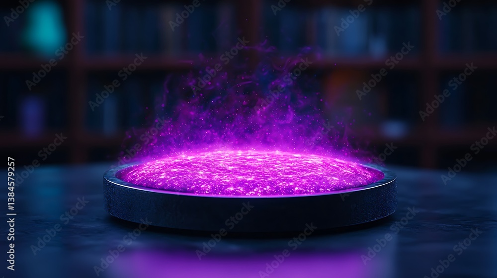 Poster a glowing, swirling purple mist emanates from a circular base, creating a mysterious and enchanting 