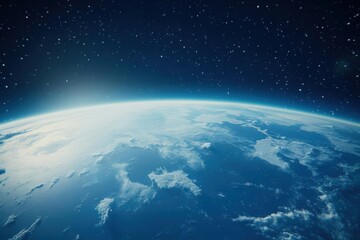 Fototapeta premium Earth Space Sunrise with Planet View, and Blue Ocean.