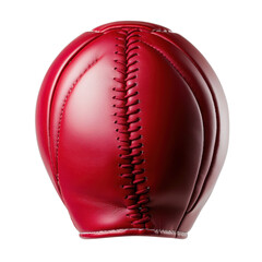 A vibrant red boxing glove close-up with intricate stitching isolated against a transparent background.