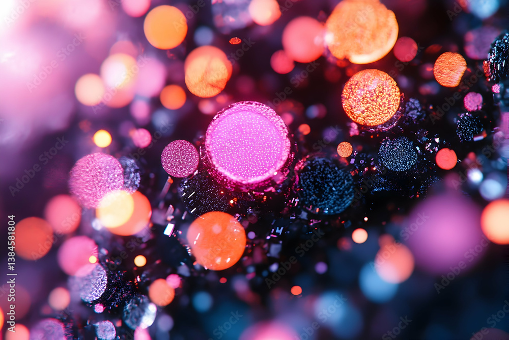 Aufkleber abstract image of colorful glowing orbs and glittering fragments