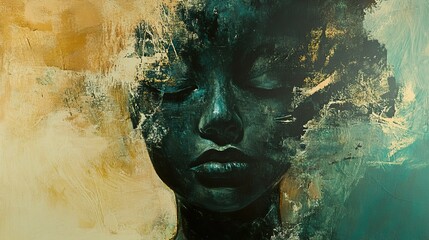 Serene Abstract Portrait: A Woman's Peaceful Expression