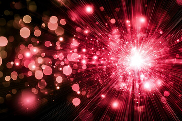 Fototapeta premium Abstract Red Light Exploding And Expanding Into Space Beautifully