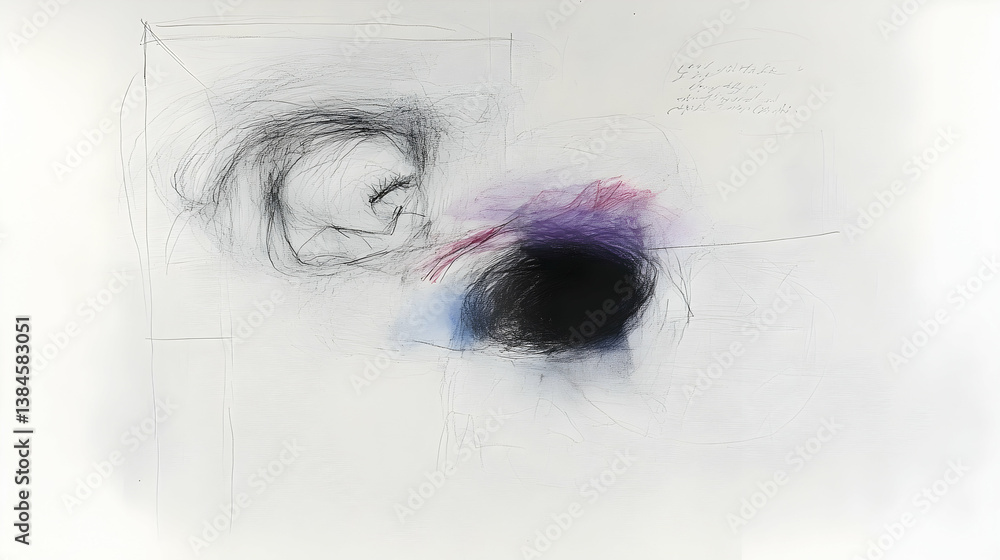 Poster abstract sketch of a face with a combination of shapes and colors