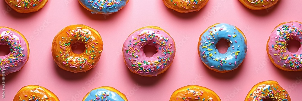 Aufkleber colorful donuts with rainbow frosting and sprinkles create an eye-catching display in a bright pop-a