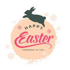 happy easter wishes grungy background with bunny design