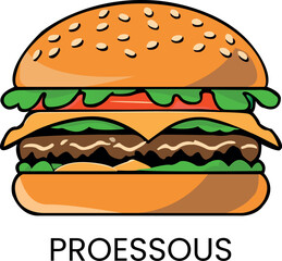 Modern Minimalist Burger Logo - Vector Proessous Food Logo Design. eps 10