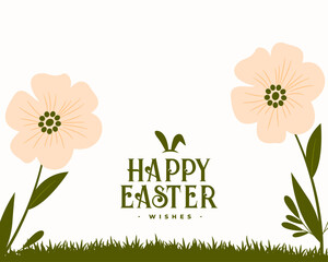 happy easter wishes card with flower decor