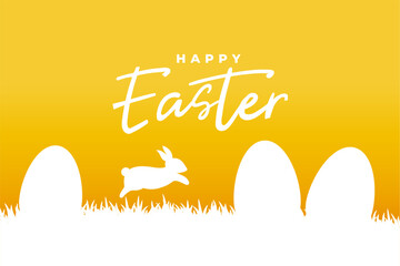 papercut happy easter greeting card with rabbit and eggs