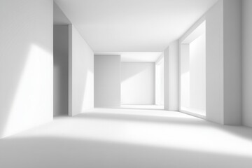 Empty white hall with light