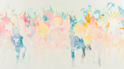 Fototapeta premium Colorful abstract painting with soft shapes and flowing artistic design